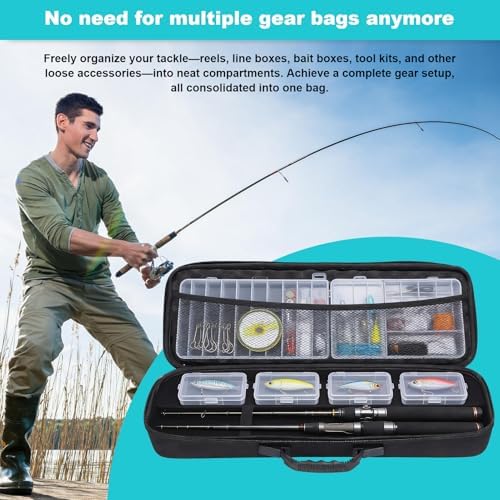 54 * 19 * 9cm Hard Fishing Rod Case Portable Fishing Tackle Bag Waterproof Fishing Rod Carrying Case with Foam, Travel Fishing Rod Bag for Outdoor Fishing Gear Storage - Image 4