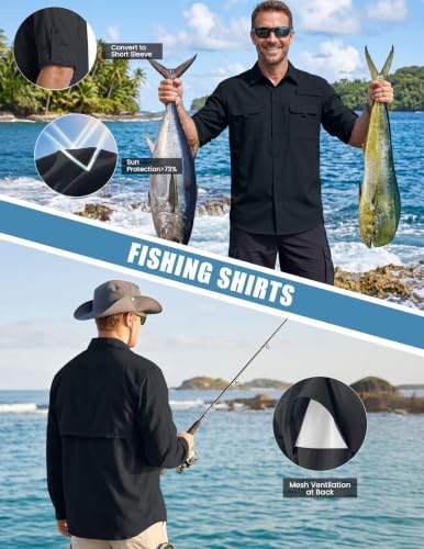 WULFUL Men's Sun Protection Fishing Shirts UPF 50+ Lightweight Quick Dry Cooling Long Sleeve Shirts for Work Hiking Safari - Image 3