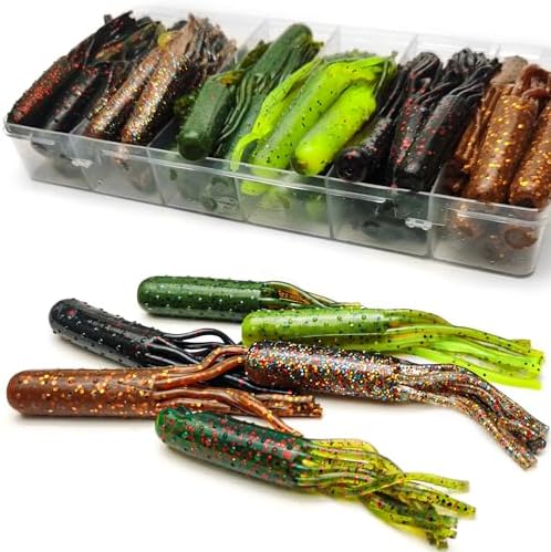 Tube Baits Tube Worms for Bass Fishing, 60 Pcs, 3.5 Inch by VMSIXVM