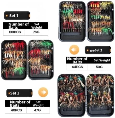 Fly Fishing Hooks Set 40PCS Hand-Tied Lures Trout Bass(77g, Pack Of 100) - Image 7