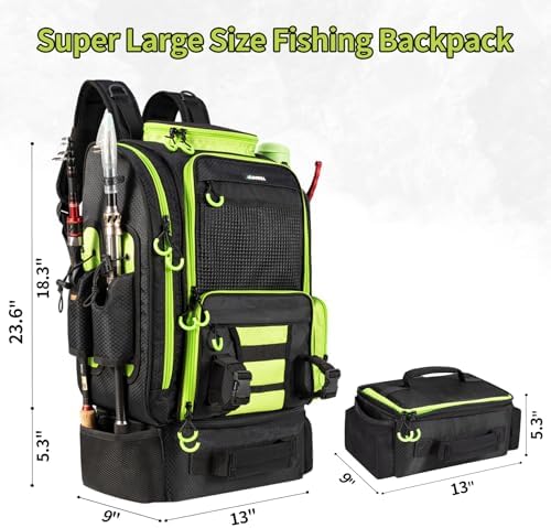 Fishing Backpack with Cooler for 3 Tackle Boxes Fishing Bag with Rod Holder - Image 6