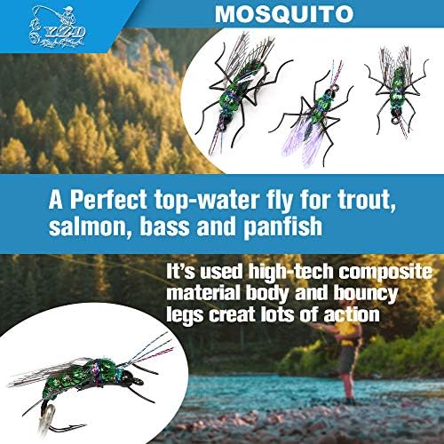 YZD Fly Fishing Flies Realistic Dry Wet Nymph Trout Flies Hand Tie Lures Kits 12/26/48 Pcs… - Image 3