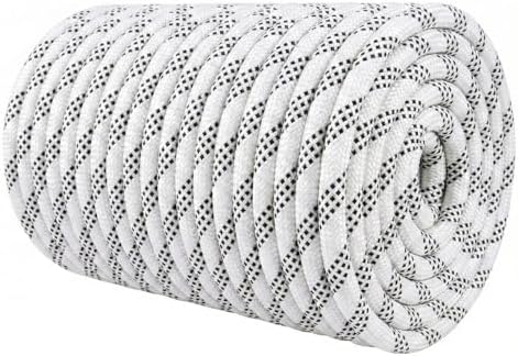 1/2 Inch Arborist Rigging Rope (200 Ft) - ASTM F2116 Certified (9,000 lbs MBS / 900 lbs SWL) - Static Polyester Bull Rope for Tree Climbing, Nautical Rigging & Swings (White) by Glfcai