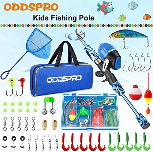 ODDSPRO Kids Fishing Pole Pink, Portable Telescopic Fishing Rod and Reel Combo Kit - with Spincast Fishing Reel Tackle Box for Girls, Youth - Image 2