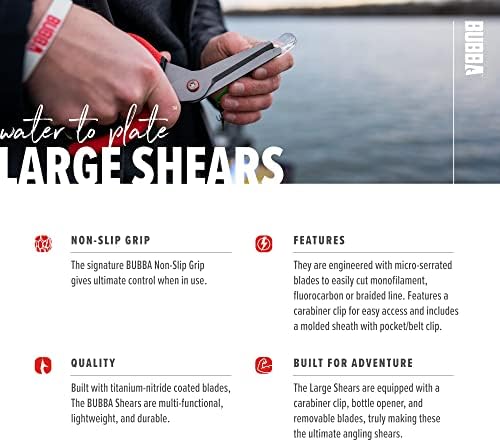 BUBBA Large Shears Fishing Tool With Micro-Serrated Blades for Braided Line - Clip Sheath Included - Image 4