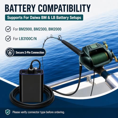 1.8FT Electric Fishing Reel Battery Power Cable for Daiwa BM&Prof Battery - Image 5