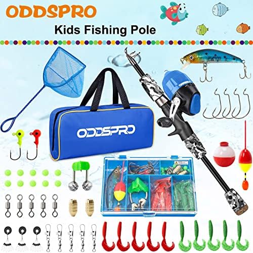 ODDSPRO Kids Fishing Pole Pink, Portable Telescopic Fishing Rod and Reel Combo Kit - with Spincast Fishing Reel Tackle Box for Girls, Youth - Image 2
