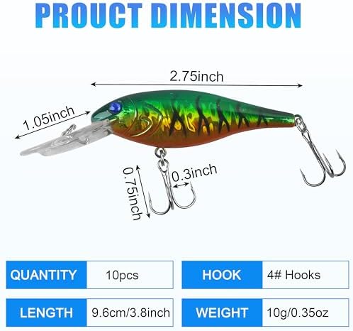 Fishing Lures Kit Crankbait Minnow Hard Bait Set Deep Diving Jerkbait Swimbait Popper Pencil Walleye Lures Artificial Fishing Bait for Bass Trout Redfish Saltwater Freshwater Fishing Lure - Image 3