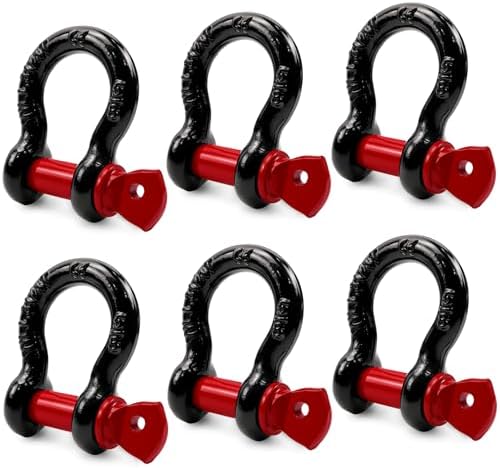 Cheardia 6 Pack 5/8" D Ring Shackles, 3.25 Ton /7165 Lbs Capacity Shackle by Cheardia