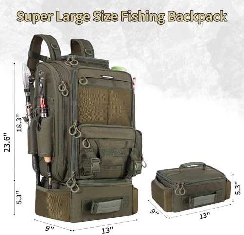 Fishing Backpack with Cooler for 3 Tackle Boxes Fishing Bag with Rod Holder - Image 6