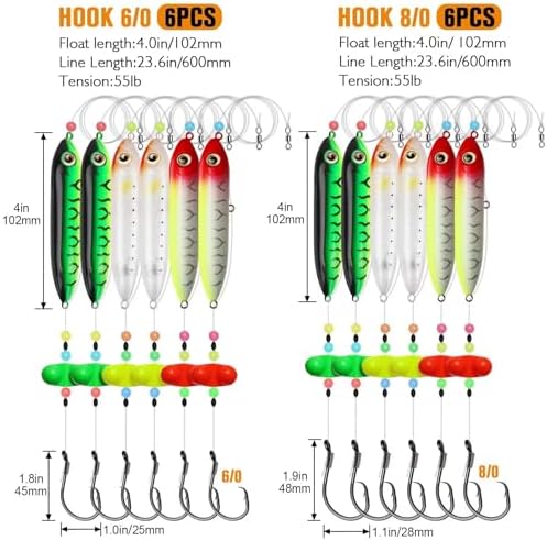 Dovesun Catfish Float Rigs with Catfish Rattles Rattling Catfish Tackle for Bank Fishing Santee Rig 6PCS - Image 5