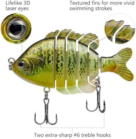 BASSDASH SwimPanfish Multi Jointed Bluegill Bass Fishing Lure Swimbaits - Image 4