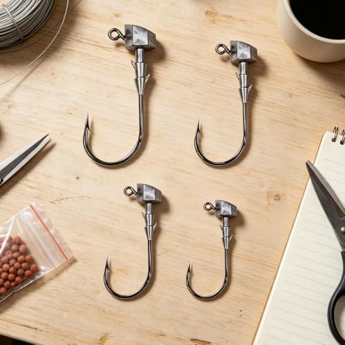 Urchin Bait Hooks - 12 Piece Fishing Tackle Set, Bass Lures with Weights, S - Image 4
