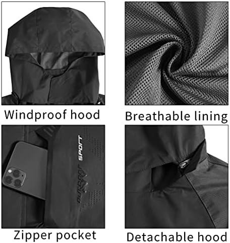 TEZO Mens Rain Jacket Waterproof with Hooded Hiking Coat Lightweight Windbreaker - Image 6