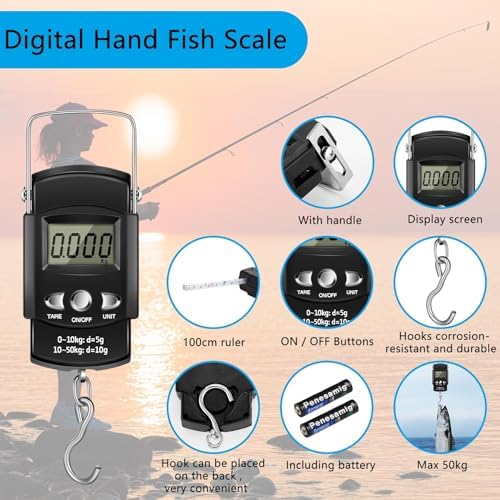 Hungdao 7 Pcs Fishing Gear Tool Kit with Foldable Net, 51.2 Inches, Black - Image 5