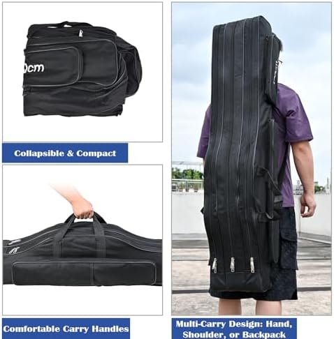 Fishing Bag 3 Layers Fishing Pole Bag,Portable Oxford Folding Rod Carry Case,Fishing Reel Tackle Storage Bag Case - Image 2