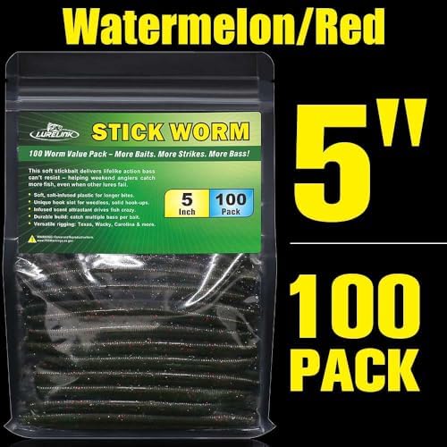 Wacky Worms Soft Plastic for Bass Fishing Lures–100 Pack 4" & 5" Stick Baits Wacky, Texas, Neko & Drop Shot Rigs–Bulk Soft Lure - Image 7