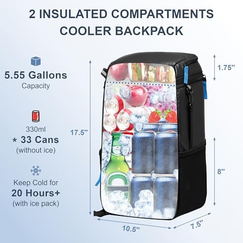 SPARTER Backpack Cooler Insulated 33/49 Can Leakproof Waterproof Bag Beach - Image 2