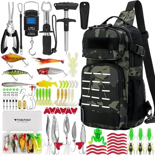 THKFISH Fishing Backpack with Tackle Boxes,Fishing Sling Bag with Gear by THKFISH