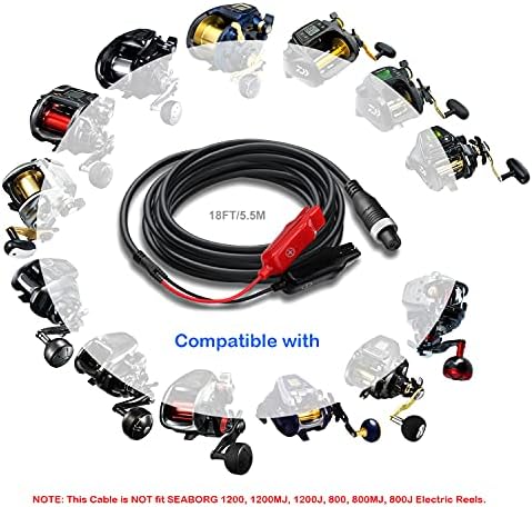 BatPower 6.6-18FT Electric Reel Power Cord for Daiwa Tanacom 1200 1000 800 750 500 Seaborg 500MJ, Shimano BeastMaster ForceMaster Leobritz Plays - Image 5