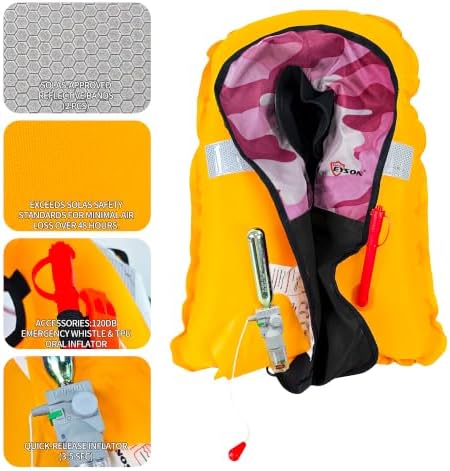 Automatic Inflatable Life Jacket,Preserver PFD for Adults,Life Vest for Adult,Supports Weight up to 330 pounds - Image 3
