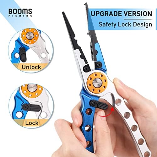 Booms Fishing X1 Aluminum Fishing Pliers Saltwater, Surf Fishing Tackle Kit, Fishing Multitool Hook Remover Braided Fishing Line Cutting and Split Ring with Coiled Lanyard and Sheath - Image 2