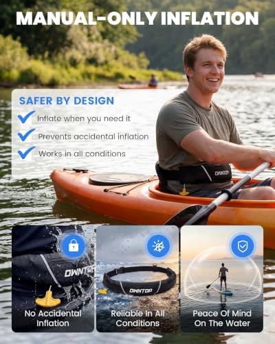 Owntop Manual Inflatable Belt Pack, Adults Swim Jacket with Blowpipe & Whistle, 24g CO2 Cylinder Included, Low Profile for Kayaking, Fishing, Paddle Sports - Image 5