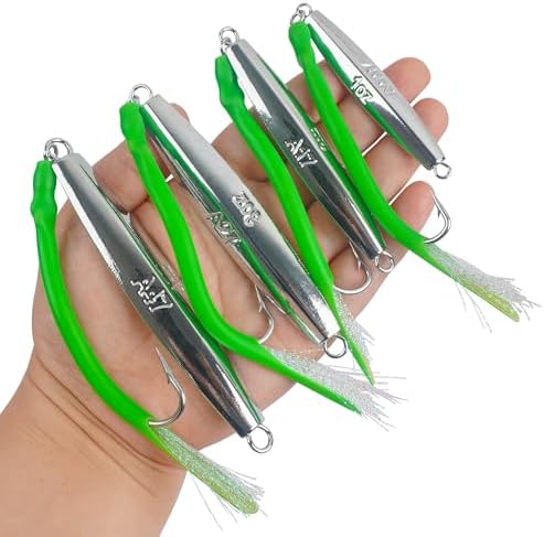 Saltwater Fishing Lures Diamond Jigs,3PCS Flat Metal Casting Jigging Spoon Baits with Teasers J Hooks for Surf Fishing Bluefish Striper Tuna Salmon Freshwater - Image 6