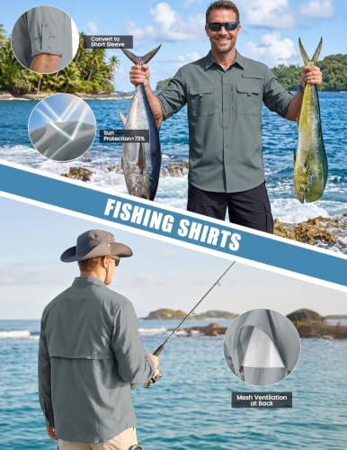 WULFUL Men's Sun Protection Fishing Shirts UPF 50+ Lightweight Quick Dry Cooling Long Sleeve Shirts for Work Hiking Safari - Image 3