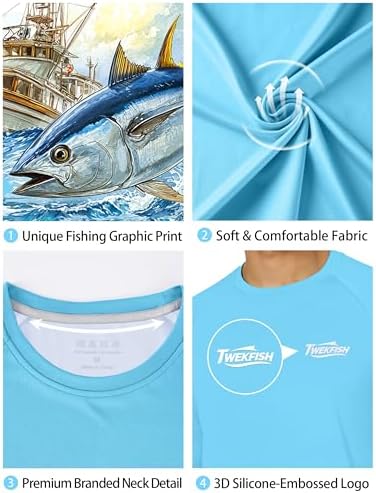 Men's UPF 50+ Sun Fishing Shirt, Long Sleeve UV Protection Tee, Quick Dry Rash Guard for Outdoor Swim Hiking - Image 5