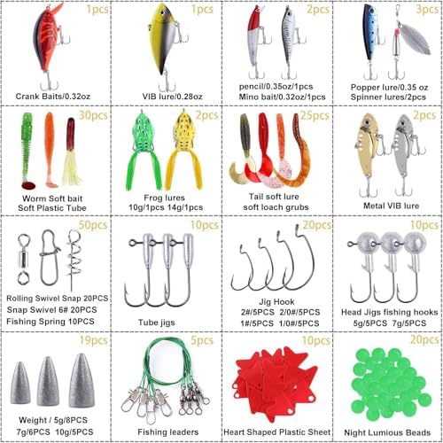 PLUSINNO Fishing Lures Fishing Tackle Box Fishing Gifts for Men, Bass, Trout Fishing Accessories Kit for Saltwater & Freshwater Fishing Gear Including Topwater Lures, Hooks, Spinnerbaits - Image 2