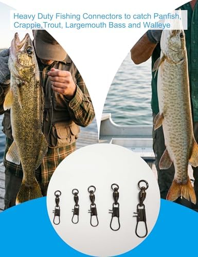 Hlotmeky Fishing Swivels with Interlock Snaps - 40 Pack Ball Bearing Swivels Black Nickel Snap Swivels High Strength Stainless Steel Corrosion Resistant Terminal Tackle for Saltwater Freshwater - Image 6