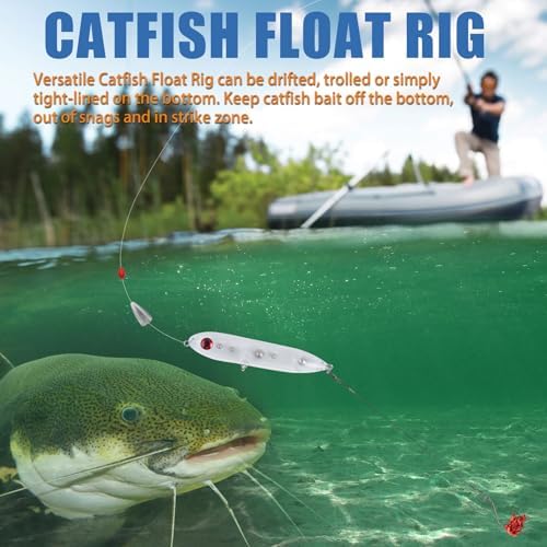 Catfish Rig, Demon Dragon Rattling Line Float Lure with Steel Leaders Circle Hooks Rigs, Bank Fishing Spook Rattle Float Santee Rig Catfishing Tackle - Image 5