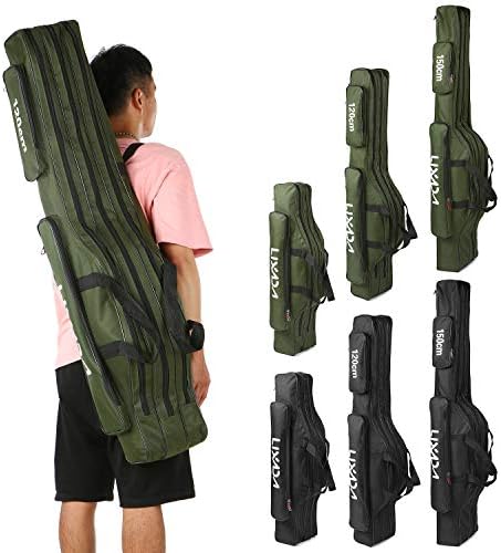 Lixada Fishing Rod Case - 3 Layers Oxford Bag, Portable Folding Carrier for Rods and Reels, Tackle Storage Travel Bag, 90cm/120cm/150cm Optional - Image 4