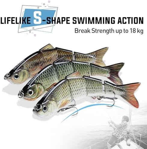 TRUSCEND Swimmax Easy Catch Fishing Lures with BKK Hooks, Wiggling, Vibrating, Rattling and Gurgling for More Bites, Heavy-Duty Dyneema Fiber Jointed Swimbaits for Bass, Trout, Crappie, Walleye, Pike - Image 4