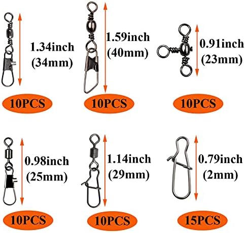 Fishing Swivels Kit - Ball Bearing Swivel, Rolling Barrel Swivel, Crossline Three Way Swivel, Duo Lock Snap, High Strength Fishing Line Connector for Bass Trout Saltwater Freshwater - Image 3