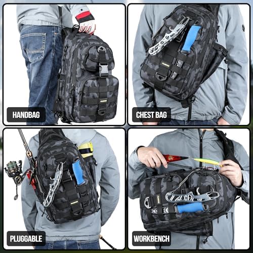 PLUSINNO Fishing Backpack, Fishing gear,Tackle Bag, Water-Resistant Bag with Rod Holder, Ideal Gifts for Men - Image 7