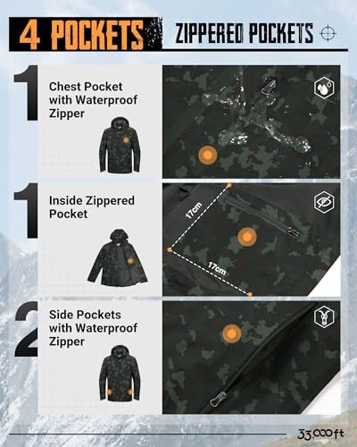 33,000ft Men's Packable Rain Jacket Waterproof Raincoat with Hood - Image 4