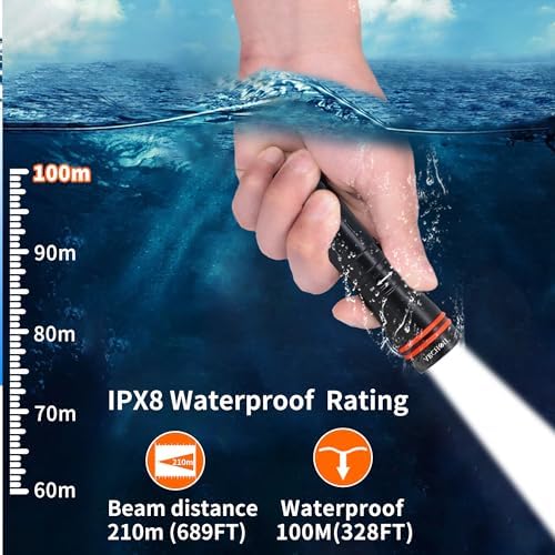 ARCHON D2A Small Diving Flashlight, Dive Headlamp Waterproof Flashlight Black Backup Light with Stainless Steel 316 Face Mask Clip for Underwater Lighting - Image 5