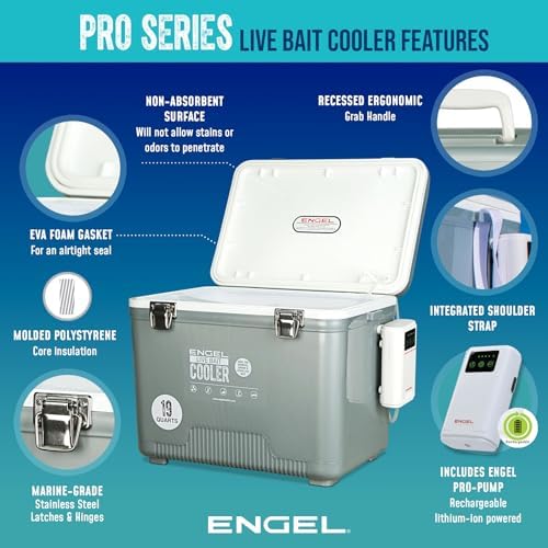 ENGEL Live Bait Cooler PRO for Fishing - Portable Minnow and Bait Bucket with Lithium-Ion Rechargeable Aerator - Image 4