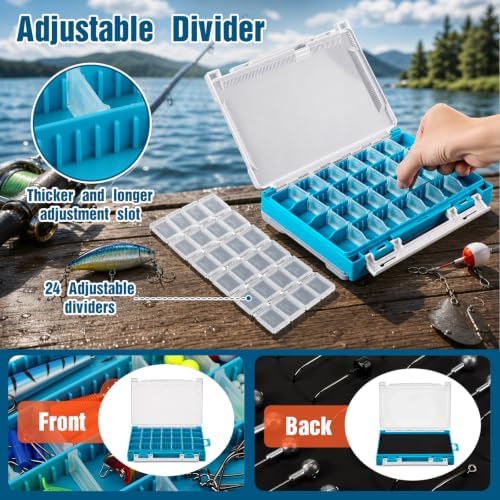 Wonderjune 4 Pack 3500 Double-Sided Fishing Tackle Boxes Waterproof,Blue - Image 5