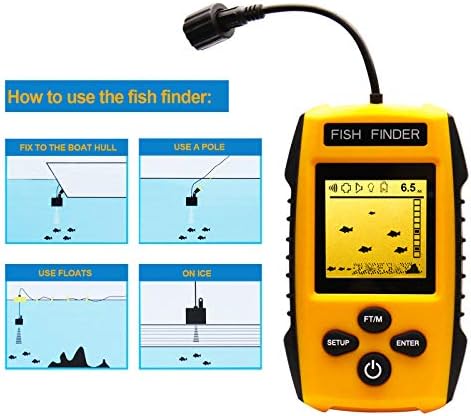 Handheld Fish Finder Portable Fishing Kayak Fishfinder Fish Depth Finder Fishing Gear with Sonar Transducer and LCD Display - Image 2