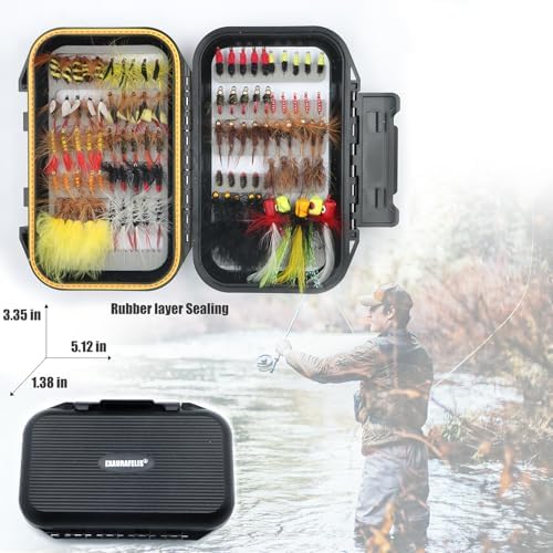 EXAURAFELIS Flying Flies kit Fishing Gear Fishing Lure 64/100/120PCS Dry Wet Flies Tackle Box Fly FishingLures for Bass Salmon Trout Freshwater Walleye Steelhead Bonefish Tarpon Saltwater - Image 3