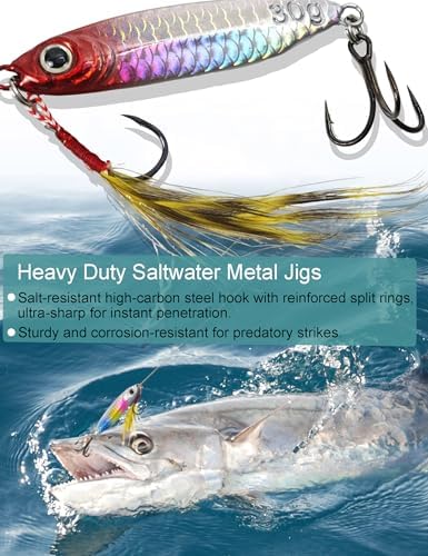 Avlcoaky Metal Fishing Jigs Saltwater Fishing Lure 30g Jigs 1.1oz Vertical Jigging Lure 8 Pack Sinking Fishing Spoon Lure Casting Jig Vertical Jigging Spoon Lures for Bass, Trout, Salmon, Tuna - Image 6