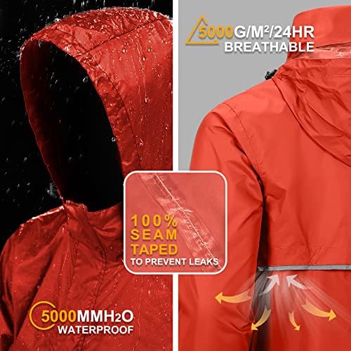 Outdoor Ventures Men's Rain Jacket Waterproof Lightweight Packable Pullover - Image 2
