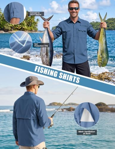 WULFUL Men's Sun Protection Fishing Shirts UPF 50+ Lightweight Quick Dry Cooling Long Sleeve Shirts for Work Hiking Safari - Image 3