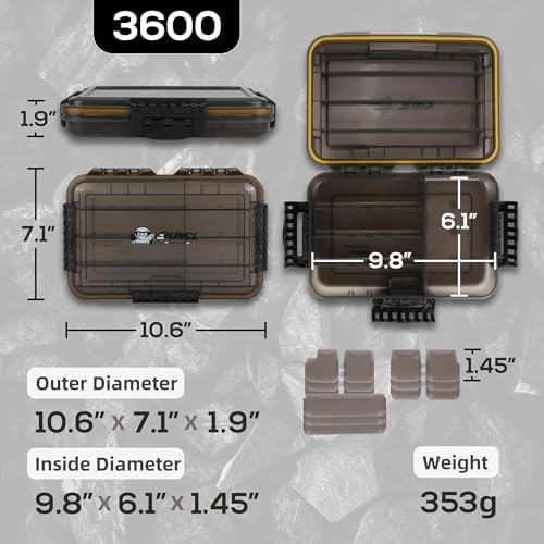 RUNCL Fishing Tackle Box, Waterproof Tray for Jigs Lures, Thicker Floating Tackle Utility Box with Adjustable Dividers, 3600/3700/Large 3700 Size - Image 5