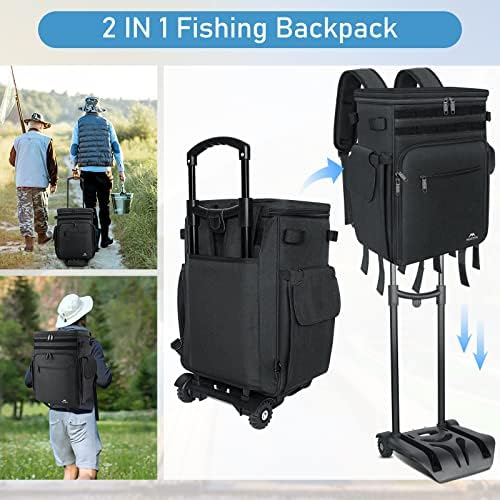 MATEIN Rolling Tackle Box with Cooler, Large Fishing Backpack with Wheels - Image 6