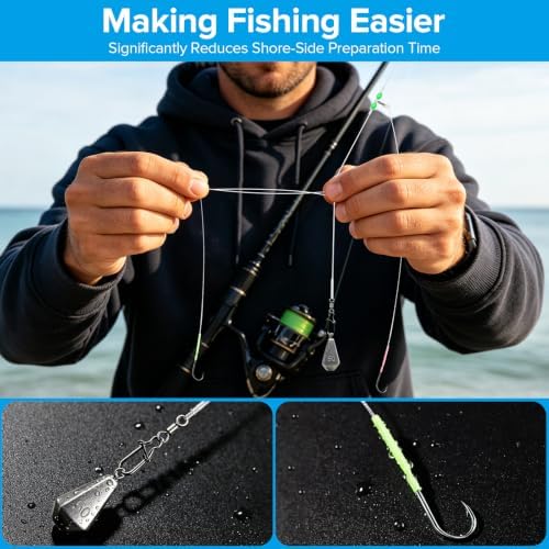 Realure 5 Pack Pre-Tied High-Low Surf Fishing Rigs, 3 Sizes 1/0#-3/0# Double Hook Bottom Rig, Hand Tied Saltwater Tackle for Flounder, Cod, Striped Bass, Whiting, Redfish Pier Surf Casting - Image 5