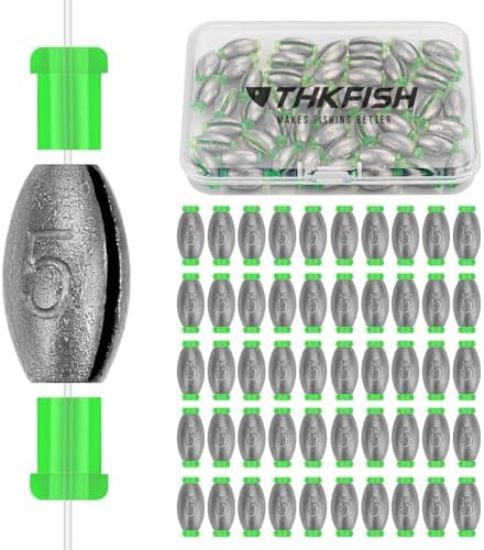 THKFISH Egg Fishing Sinkers Weights, Removable Rubber Core Fishing Weights Twist-Lock Sinker,Bass Weights Sinker Tackle Saltwater Casting Fishing Sinkers Set Oval Freshwater,1/8-1OZ by THKFISH
